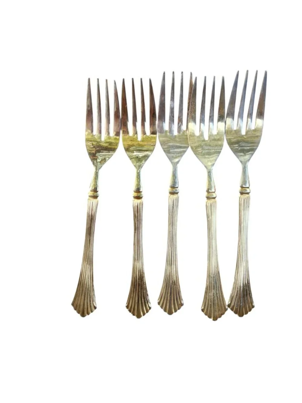 Vintage Kanu EP SS Japan Gold Flatware 22 Pc Lot Fan Pattern Jewelry Craft